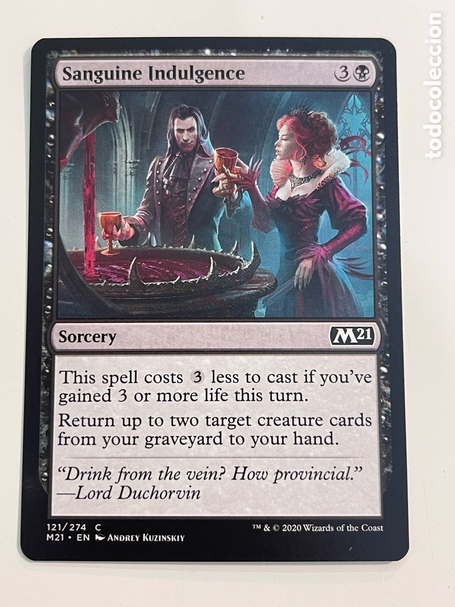 Trading cards: card MAGIC the Gathering &rdquo;SANGUINE INDULGENCE&rdquo; Core Set M21 ENG. #121