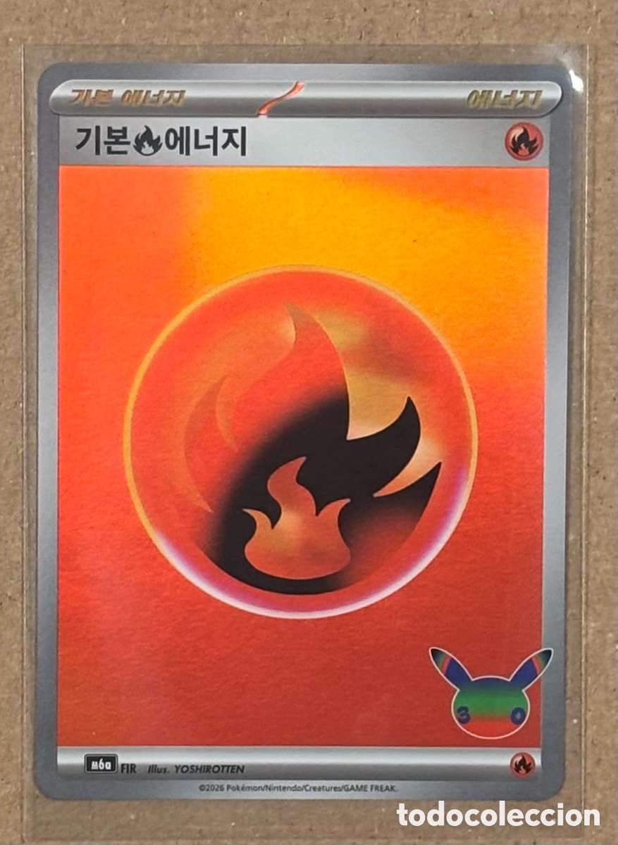 Trading cards: ENERG&Iacute;A FUEGO. CARTA HOLO POK&Eacute;MON 30 ANIVERSARIO. M6a FIR COREANA. YOSHIROTTEN