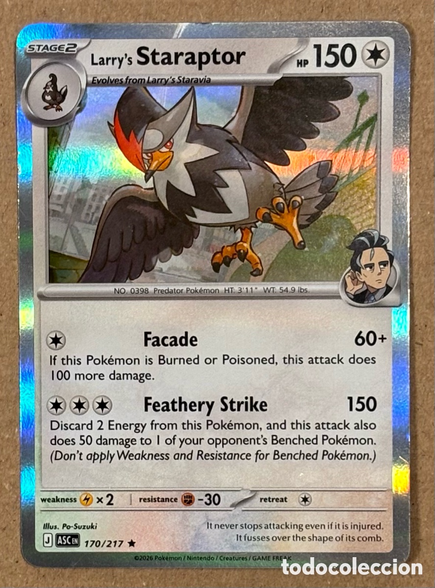 Trading cards: LARRY&rsquo;S STARAPTOR. CARTA HOLO POK&Eacute;MON ASCENDED HEROES #170/217 (2026). RARE.