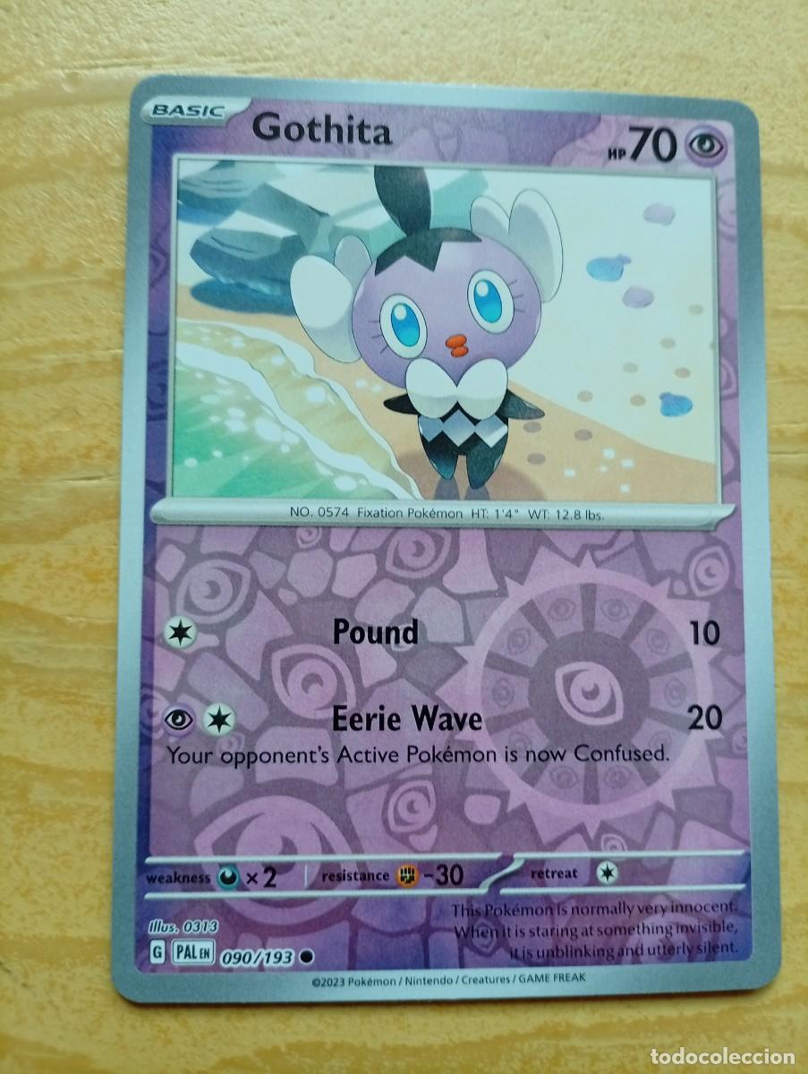 Trading cards: Carta Pok&eacute;mon de Gothita en ingl&eacute;s, n&uacute;mero 090/193. Es una carta Holo Inverso. 2023 - Tipo: B&aacute;sica -