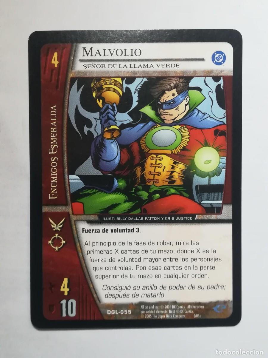Trading cards: VS System DGL N&ordm; 055. Malvolio. Se&ntilde;or de la llama verde. Enemigos Esmeralda. Green Lantern