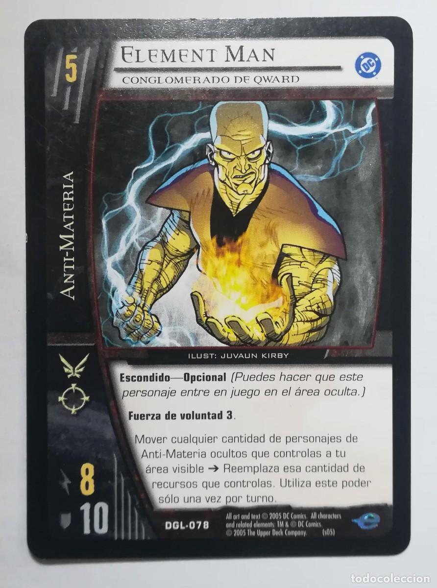 Trading cards: VS System DGL N&ordm; 078. Element-Man. Conglomerado de Qward. Anti-Materia. Green Lantern