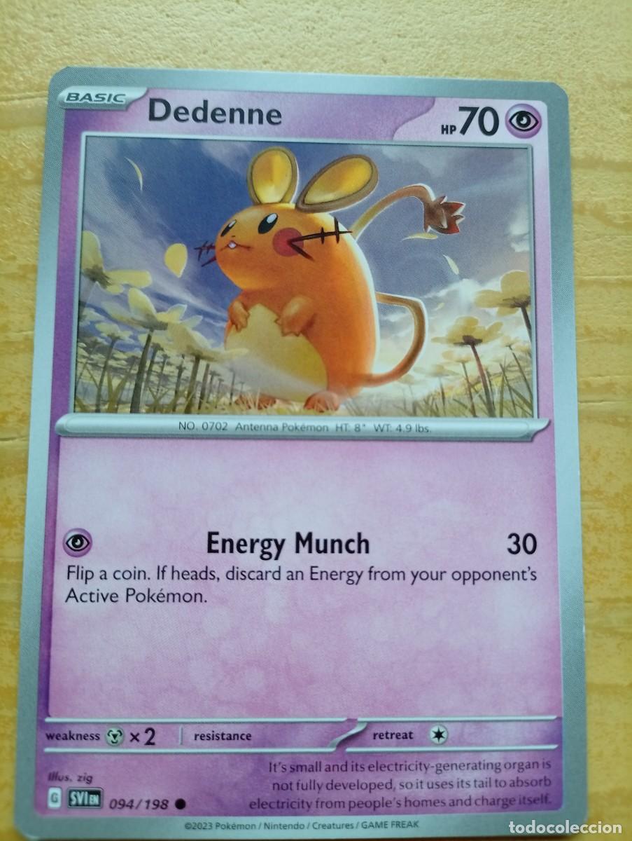 Trading cards: Carta Pok&eacute;mon de Dedenne, edici&oacute;n en ingl&eacute;s del a&ntilde;o 2023. - N&uacute;mero de carta: 094/198. - Tipo: B&aacute;sic