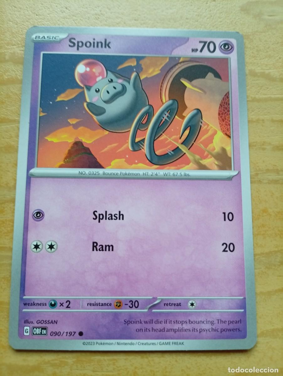 Trading cards: Carta Pok&eacute;mon de Spoink, n&uacute;mero 90/197, de la colecci&oacute;n Basic en ingl&eacute;s. 2023 - Idioma: Ingl&eacute;s - N&uacute;