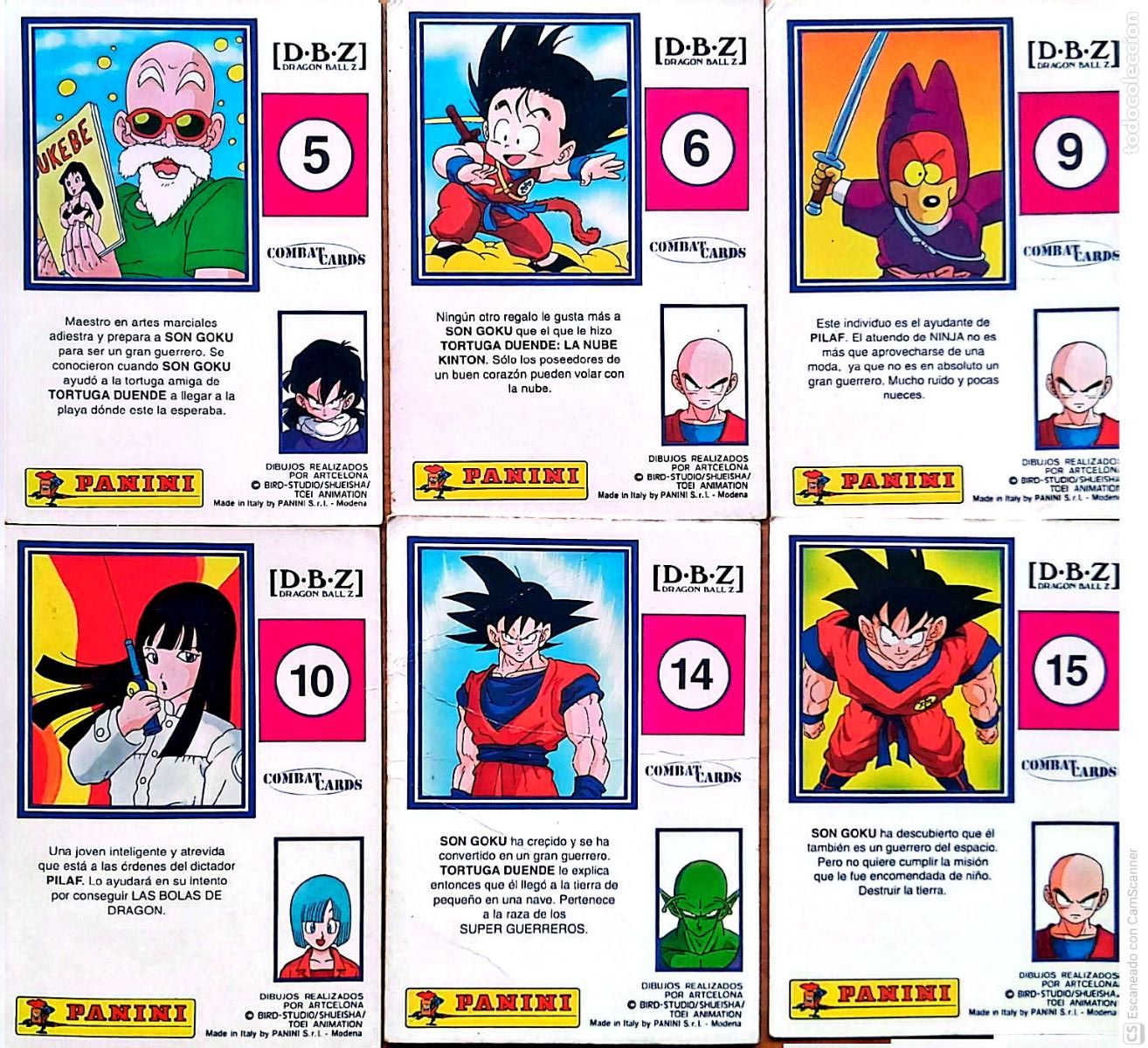 Trading Cards: 6 Cromos Dragonball Z - Combat Cards N&uacute;meros: 5 - 6 - 9 - 10 - 14 y 15. Ver fotos.