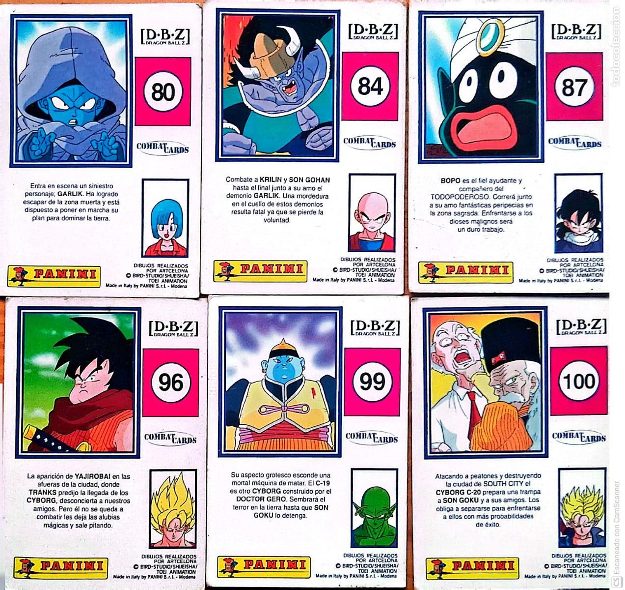 Trading cards: 6 Cromos Dragonball Z - Combat Cards . Panini N&uacute;meros: 53 - 61 - 62 - 68 - 70 y 77. Ver fotos.