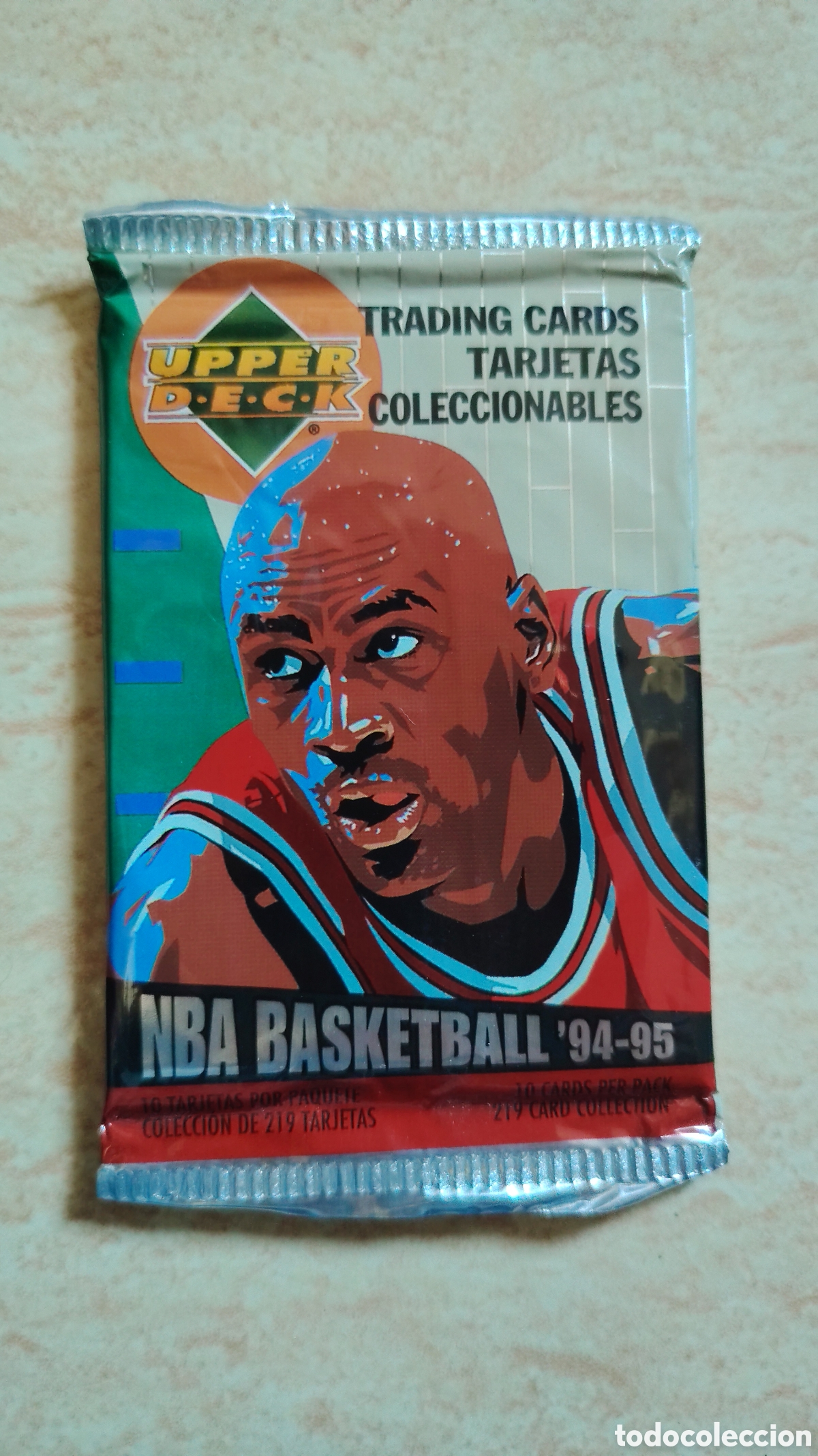 Trading cards: Sobre paquete 10 tarjetas coleccionables Upper Deck NBA 94 95 - SIN ABRIR DIF&Iacute;CIL RARO NUEVO