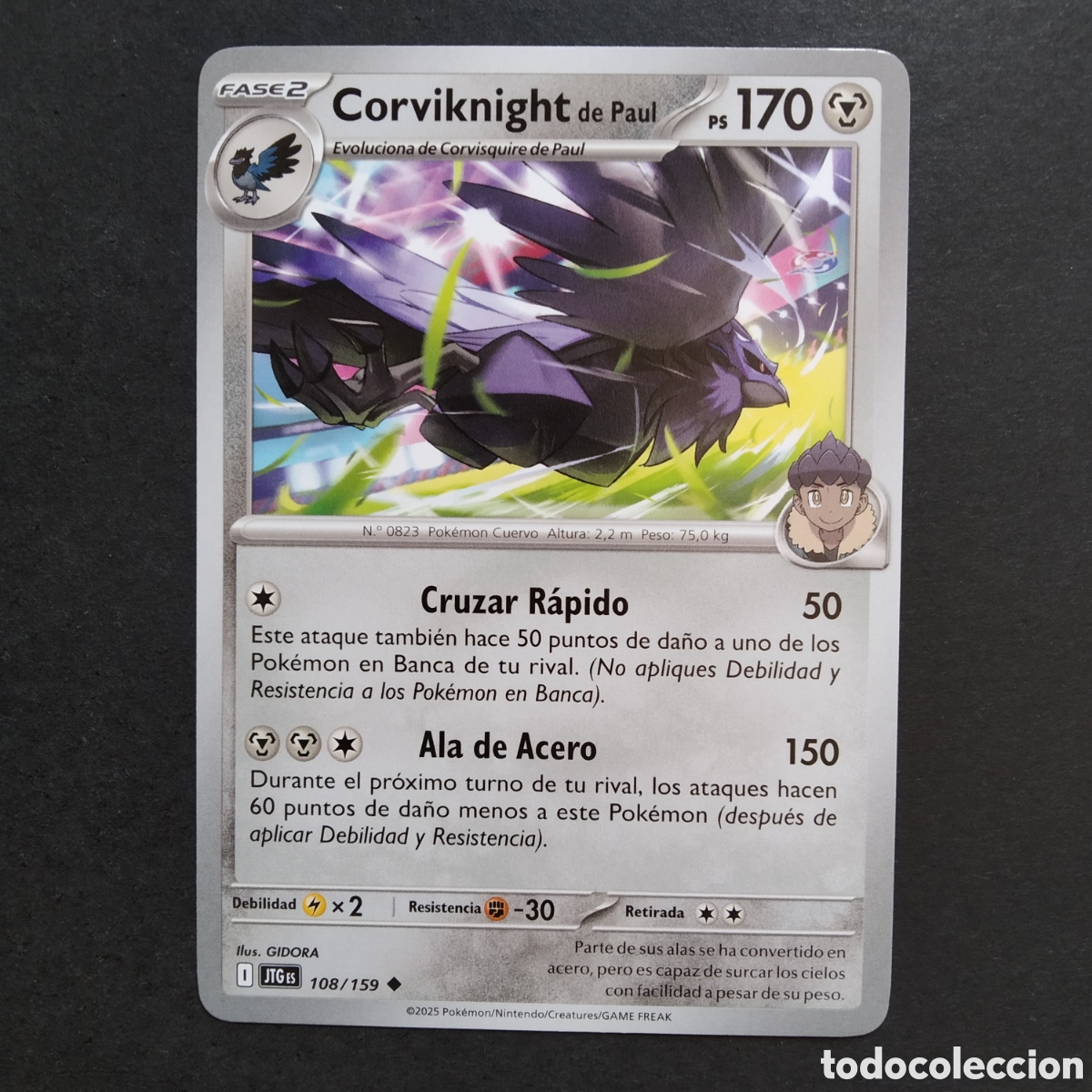 Trading cards: CARTA TCG - N&ordm; 108 - CORVIKNIGHT DE PAUL - JUNTOS DE AVENTURAS - POK&Eacute;MON - EN ESPA&Ntilde;OL