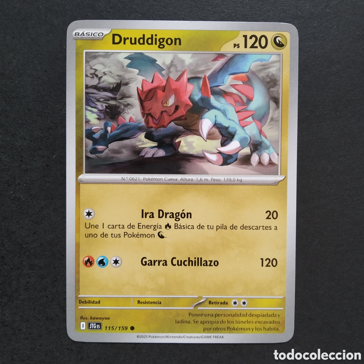 Trading cards: CARTA TCG - N&ordm; 115 - DRUDDIGON - JUNTOS DE AVENTURAS - POK&Eacute;MON - EN ESPA&Ntilde;OL