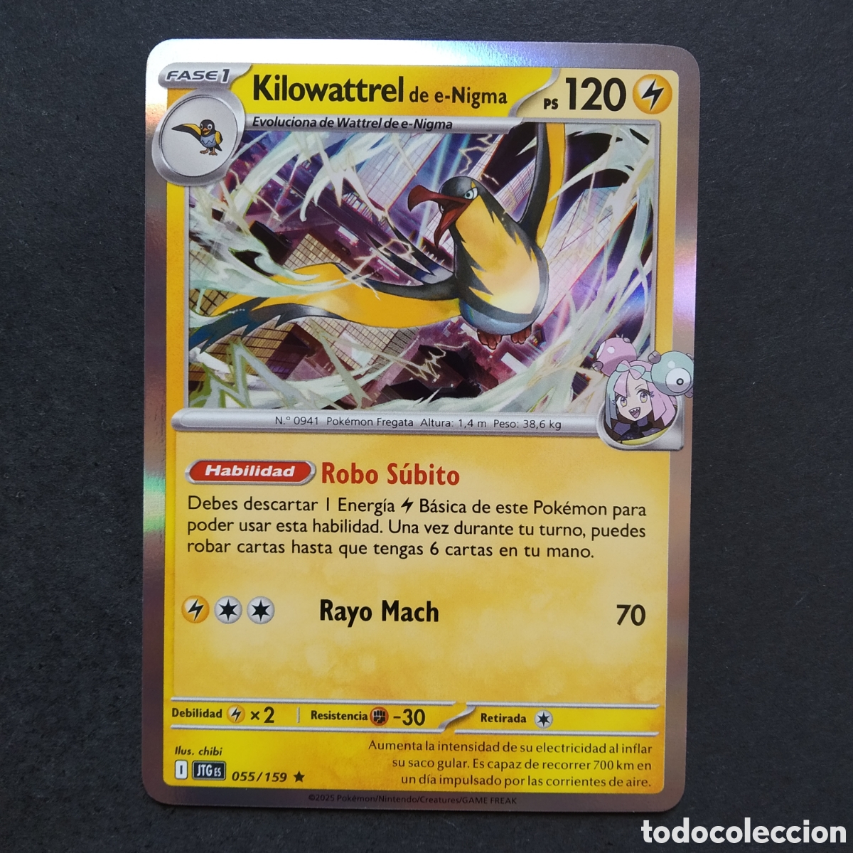 Trading cards: CARTA TCG - N&ordm; 055 - KILOWATTREL E-NIGMA (REVERSE HOLO) - JUNTOS DE AVENTURAS - POK&Eacute;MON - EN ESPA&Ntilde;OL