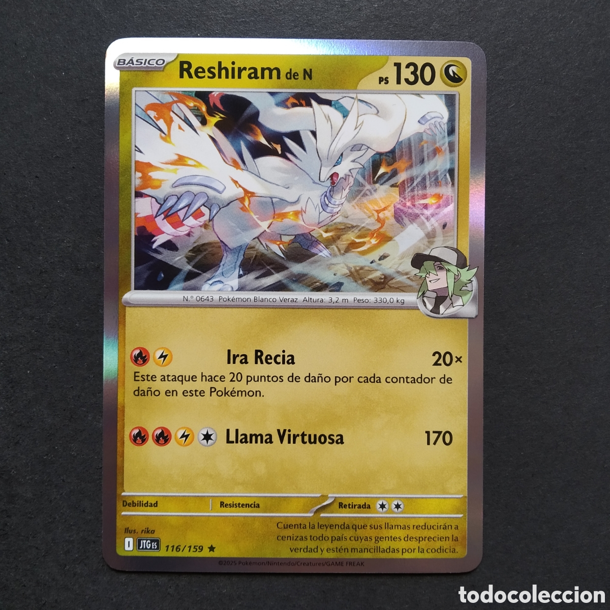 Trading cards: CARTA TCG - N&ordm; 116 - RESHIRAM DE N (REVERSE HOLO) - JUNTOS DE AVENTURAS - POK&Eacute;MON - EN ESPA&Ntilde;OL
