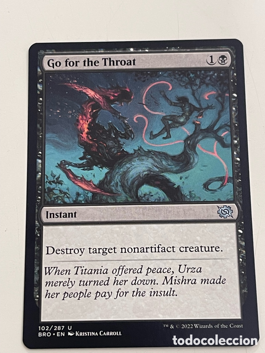 Trading Cards: card MAGIC the Gathering &rdquo;GO FOR THE THROAT &rdquo; THE BROTHER'S WAR ENG. #102