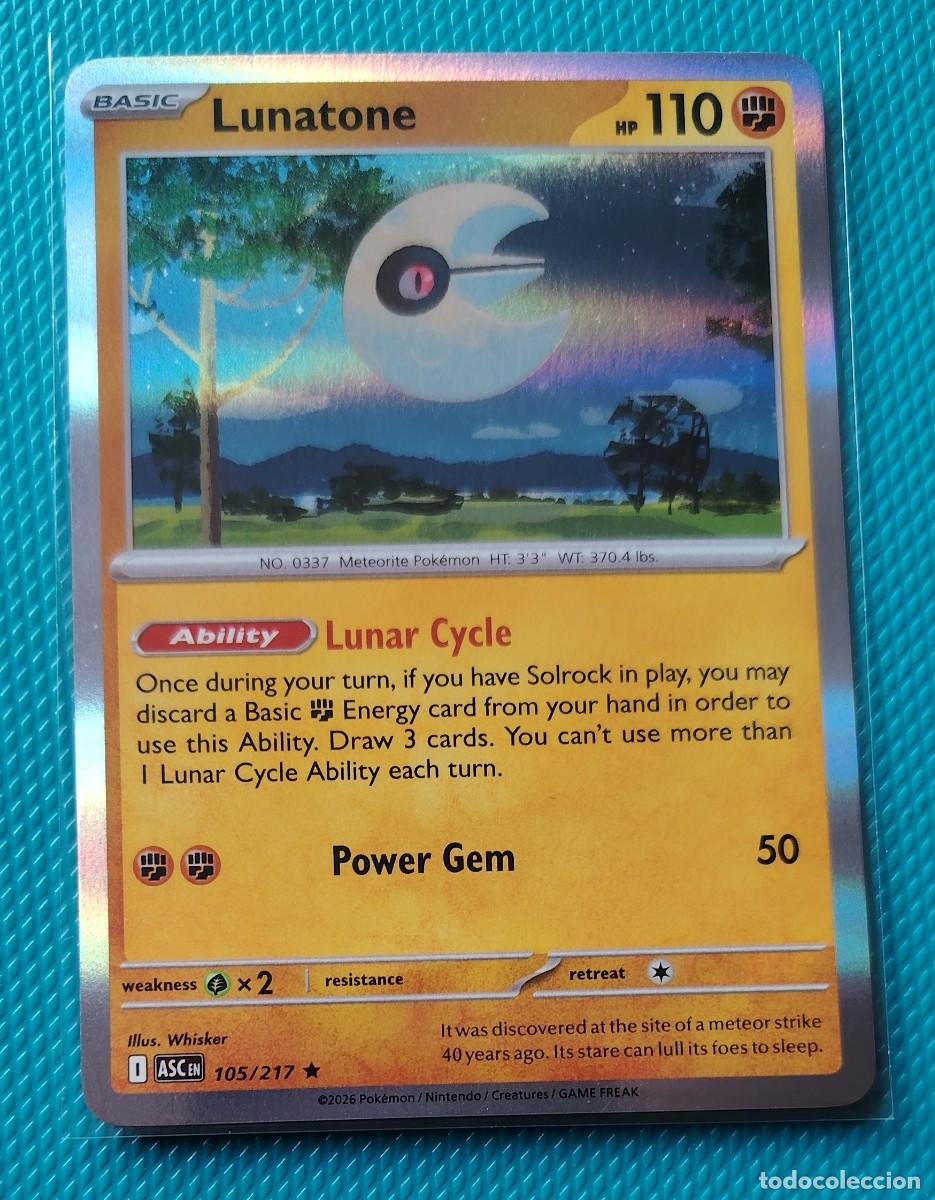 Trading cards: POKEMON INGLES - ASC - HEROES ASCENDENTES - LUNATONE 105 / 217 - HOLO - LUCHA - NUEVA - ORIGINAL