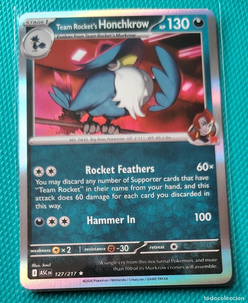 Trading cards: POKEMON INGLES - ASC - HEROES ASCENDENTES - HONCHKROW 127 / 217 - HOLO - OSCURO - NUEVA - ORIGINAL