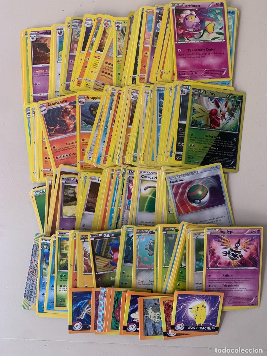 Trading cards: LOTE DE 208 DE POKEMON (190 CARTAS (NO ORIGINALES) + 18 CROMOS) TODAS DIFERENTES.