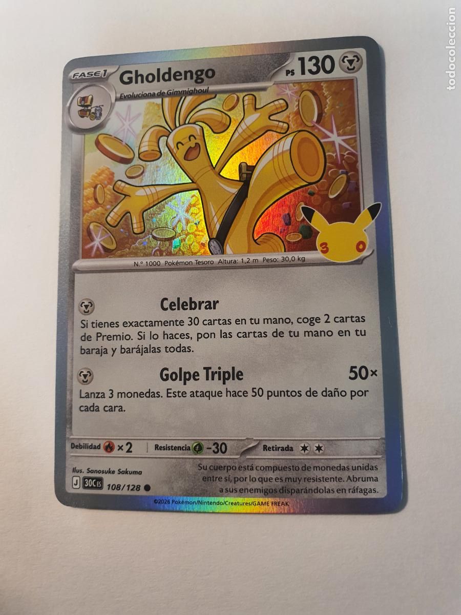 Trading cards: CARTA POKEMON 30 Aniversario TCG - Holo - N&ordm; 108 GHOLDENGO