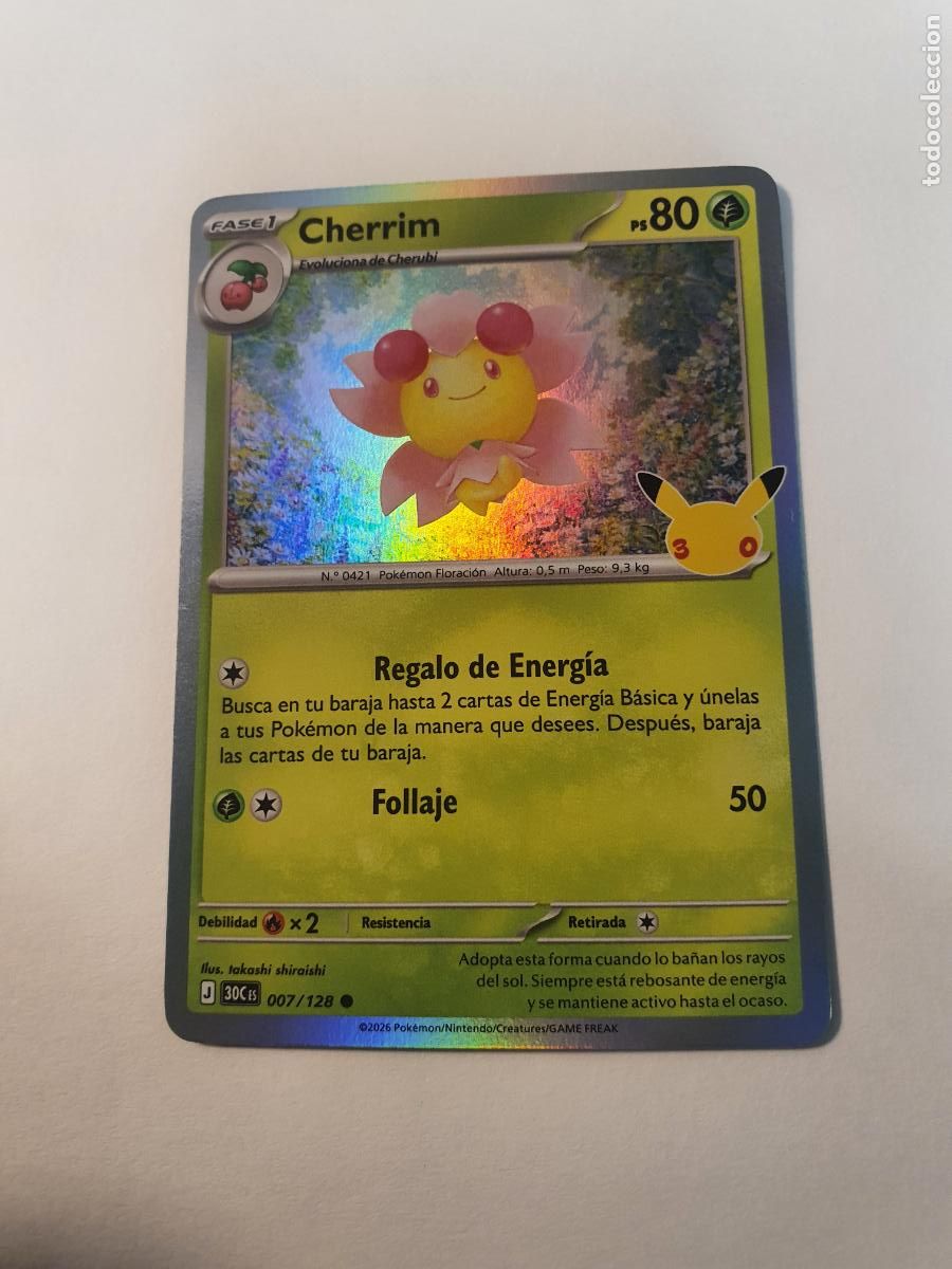 Trading cards: CARTA POKEMON 30 Aniversario TCG - Holo - N&ordm; 7 CHERRIM