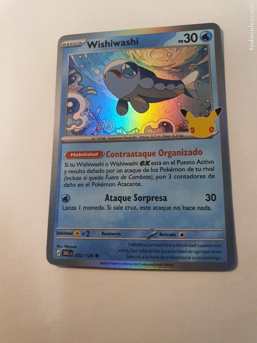 Trading cards: CARTA POKEMON 30 Aniversario TCG - Holo - N&ordm; 22 WISHIWASHI