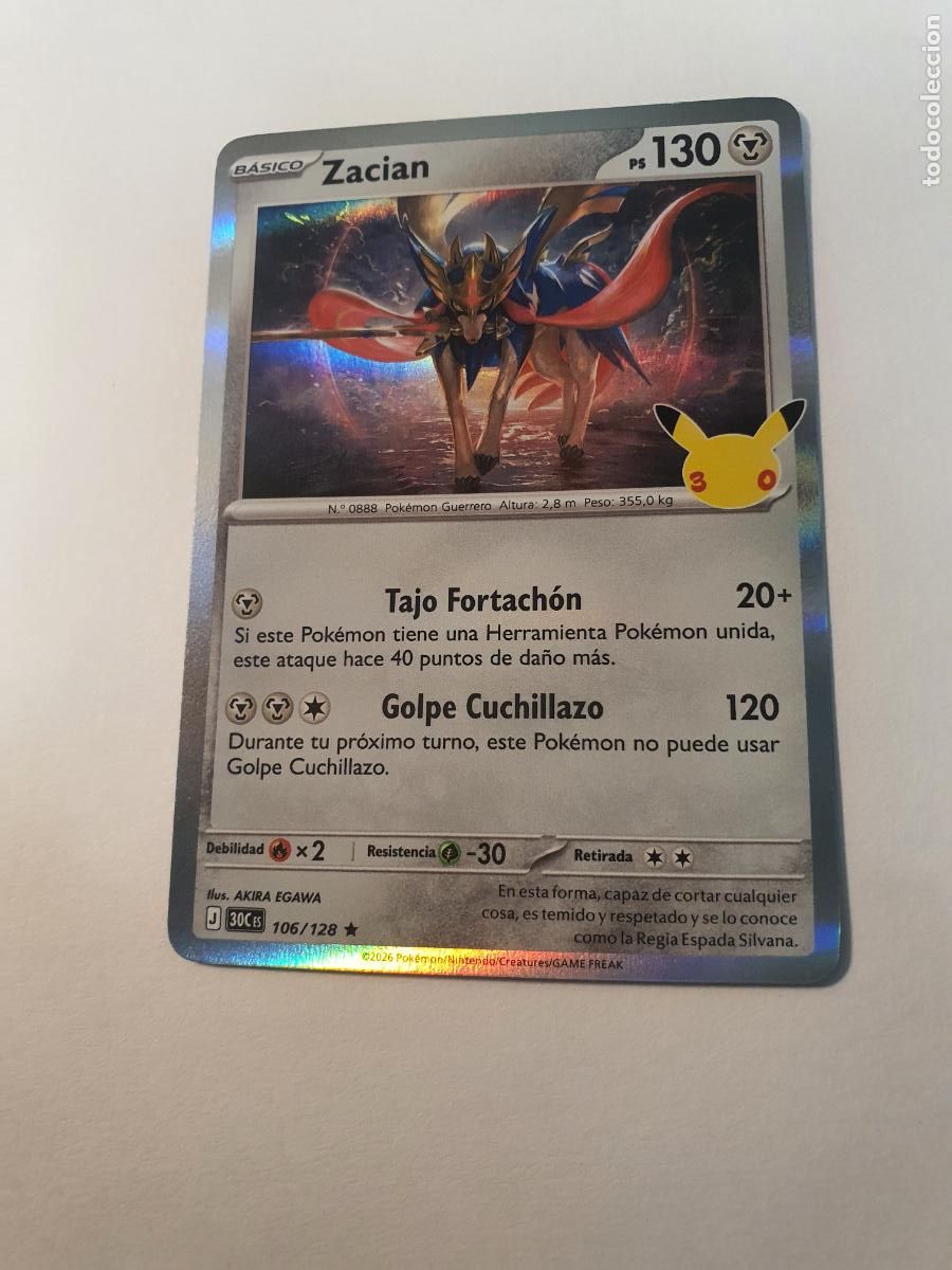 Trading cards: CARTA POKEMON 30 Aniversario TCG - Holo - N&ordm; 106 ZACIAN - CARTA RARA