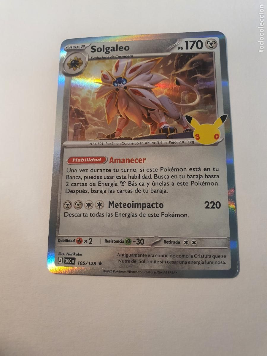 Trading cards: CARTA POKEMON 30 Aniversario TCG - Holo - N&ordm; 105 SOLGALEO - CARTA RARA