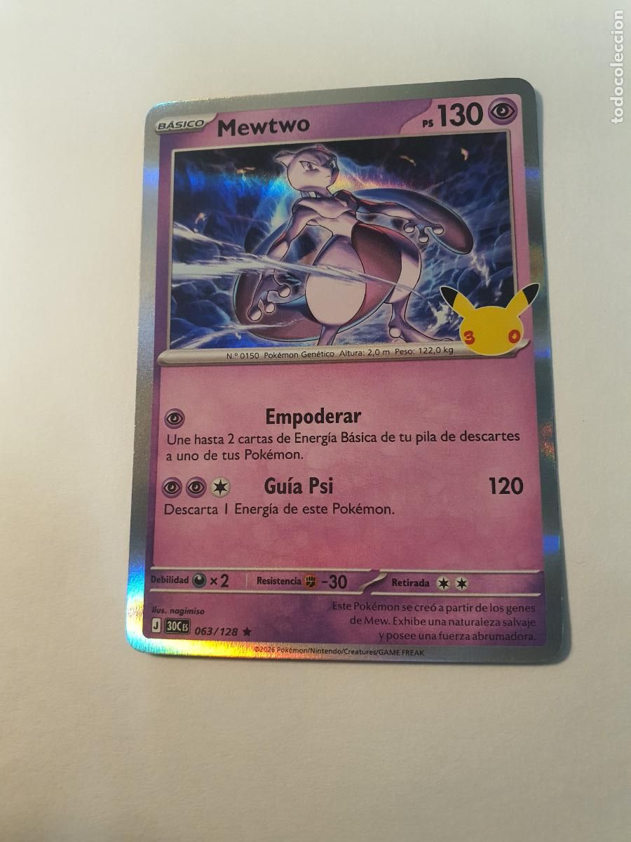 Trading cards: CARTA POKEMON 30 Aniversario TCG - Holo - N&ordm; 63 MEWTWO - CARTA RARA