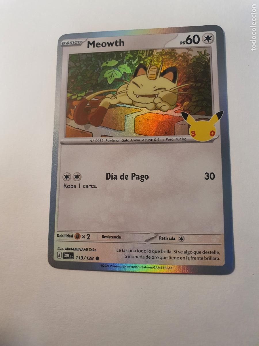 Trading cards: CARTA POKEMON 30 Aniversario TCG - Holo - N&ordm; 113 MEOWTH