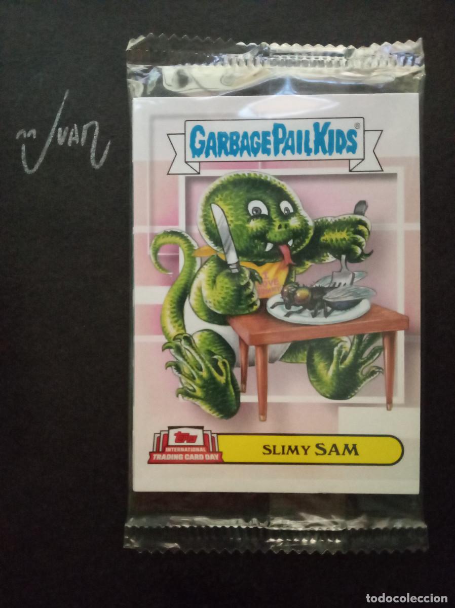 Trading Cards: SOBRE SIN ABRIR PANDILLA BASURA SLIMY SAM ⚽ TOPPS &reg; INTERNATIONAL TRADING CARD DAY GARBAGE PAIL 2022