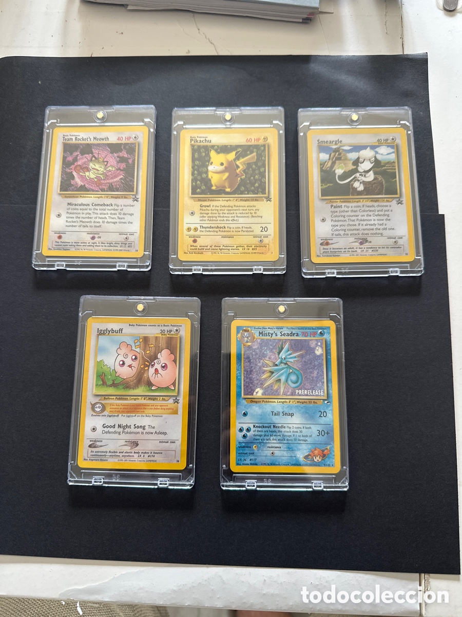 Trading cards: Lote cartas promo Pokemon Seadra, Picachu, Meowth, Igglybuff y Smeargle todas nuevas sin usar