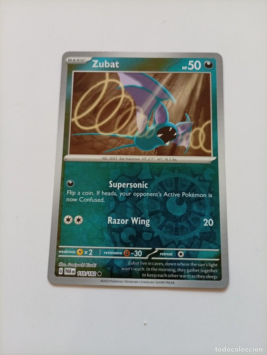 Trading cards: Carta Pok&eacute;mon de Zubat, edici&oacute;n en ingl&eacute;s. 2023 - N&uacute;mero de carta: 110/182 - Holo Inverso - Ataque: