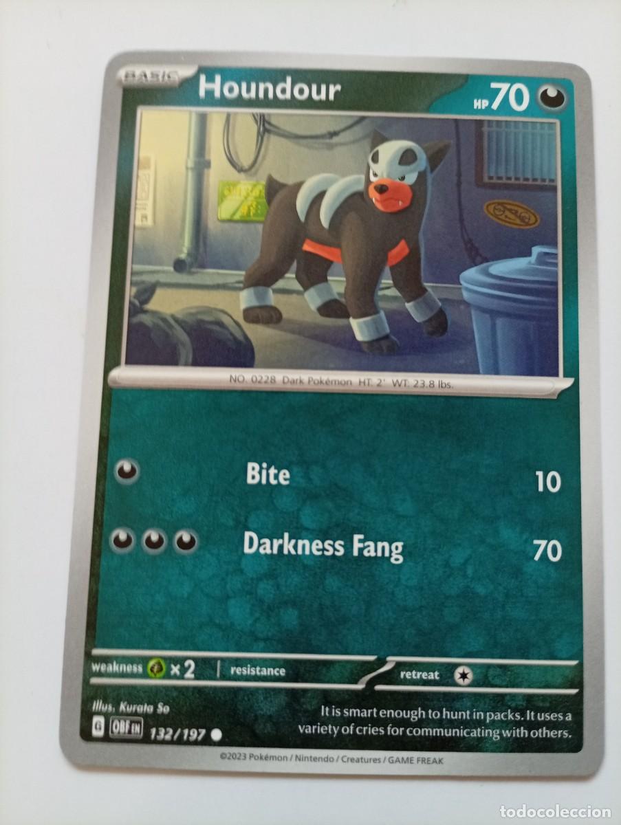 Trading cards: Carta Pok&eacute;mon de Houndour, edici&oacute;n en ingl&eacute;s. - N&uacute;mero de carta: 132/197 - A&ntilde;o de publicaci&oacute;n: 2023