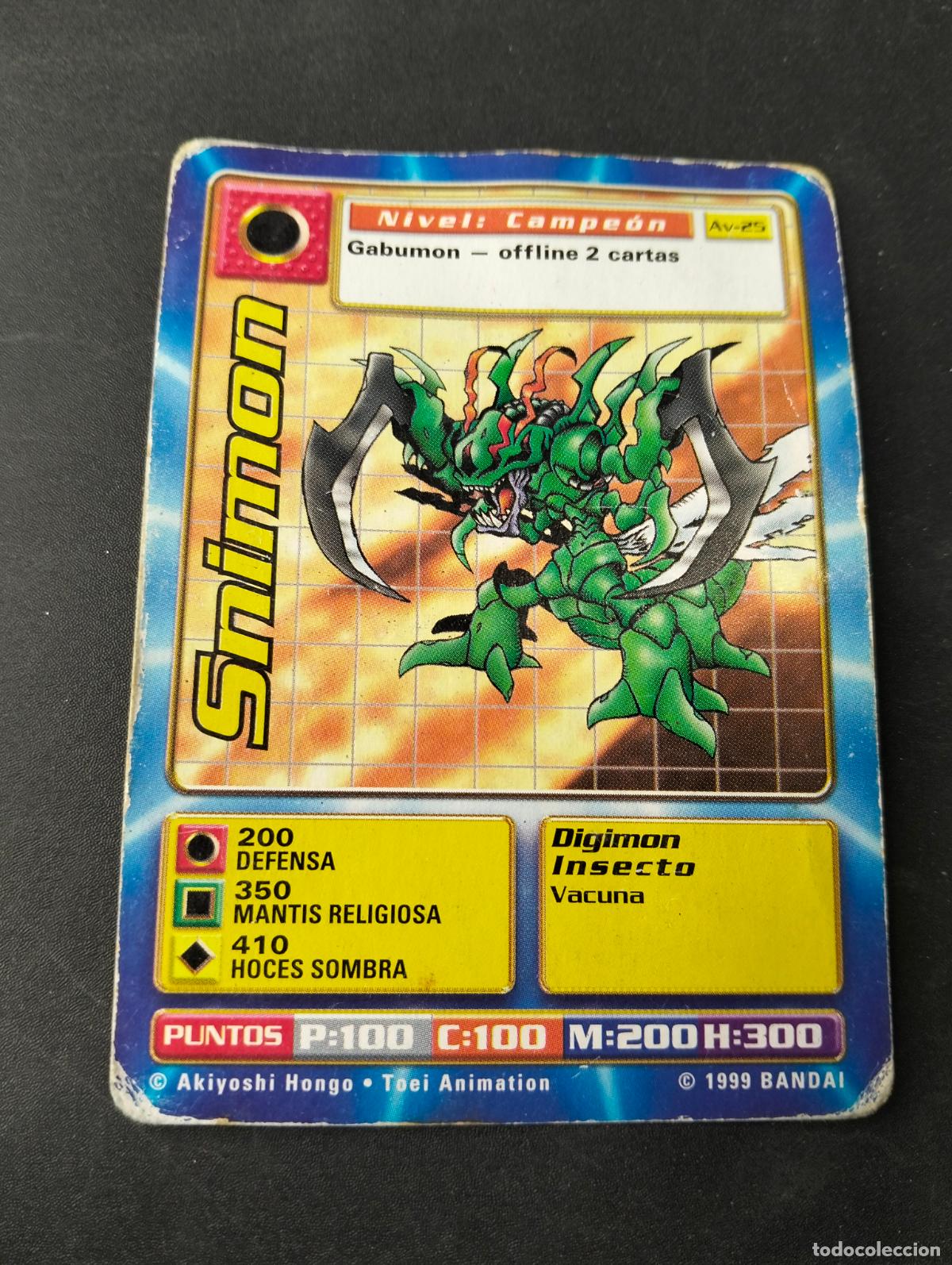 Trading cards: Snimon spanish espa&ntilde;ol 1999 Bandai carta Digimon