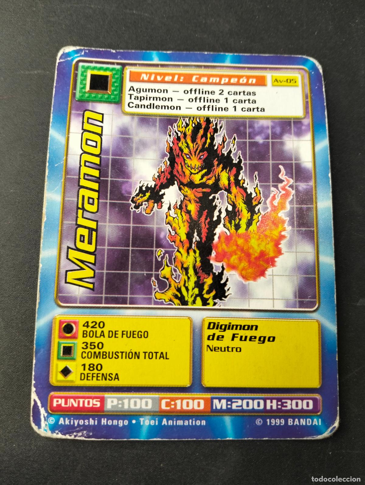 Cartas Colecion&aacute;veis: Meramon spanish espa&ntilde;ol 1999 Bandai carta Digimon