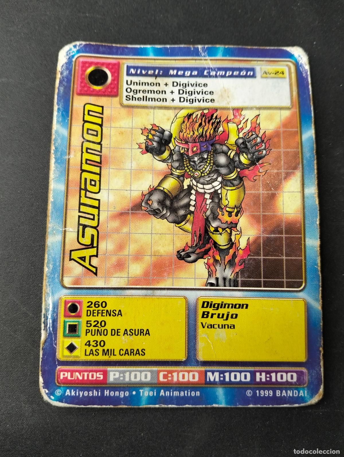 Trading cards: Asuramon spanish espa&ntilde;ol 1999 Bandai carta Digimon