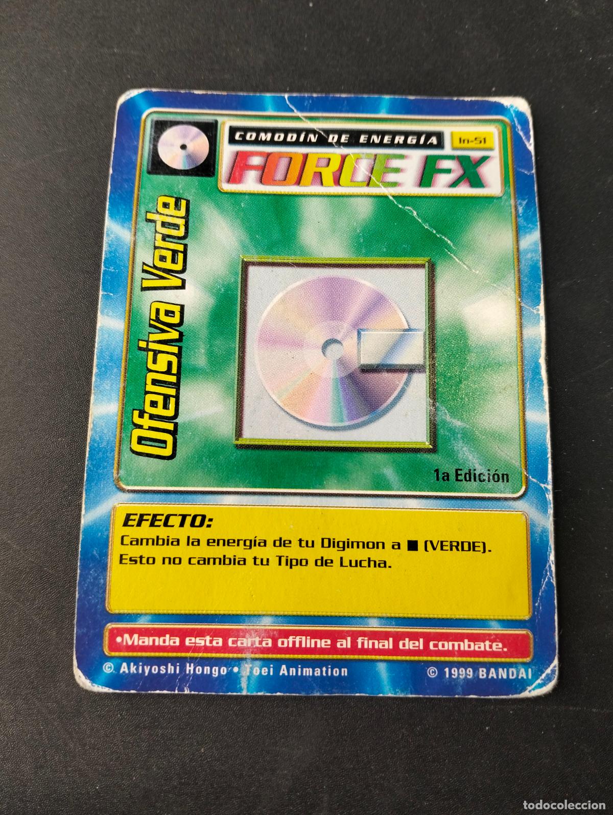 Sammelkarten: Ofensiva verde force fx comod&iacute;n de energ&iacute;a 1a edici&oacute;n spanish espa&ntilde;ol 1999 Bandai carta Digimon
