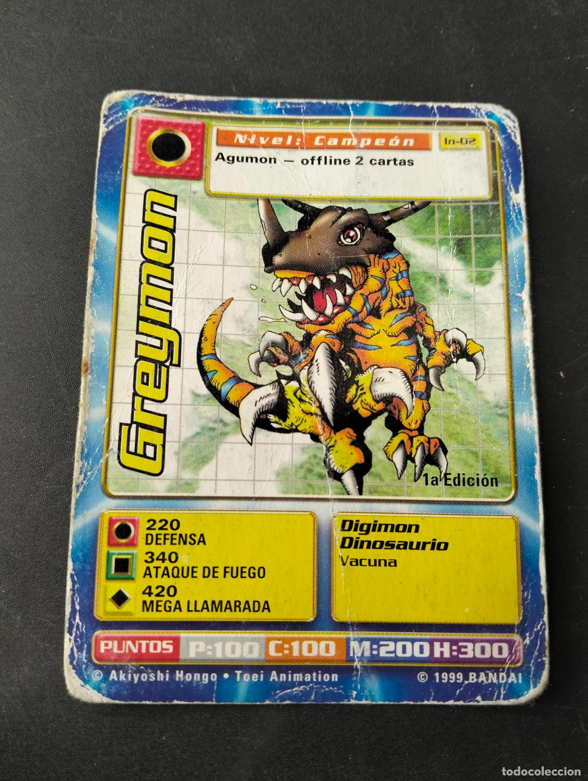 Sammelkarten: Greymon 1a edici&oacute;n spanish espa&ntilde;ol 1999 Bandai carta Digimon