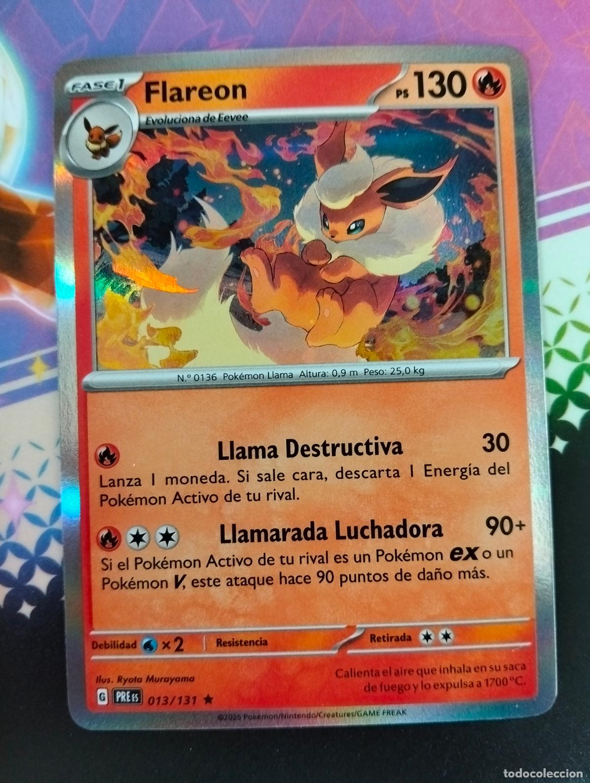 Trading cards: Flareon 013/131 13 spanish espa&ntilde;ol evoluciones prism&aacute;ticas 2025 carta Pok&eacute;mon