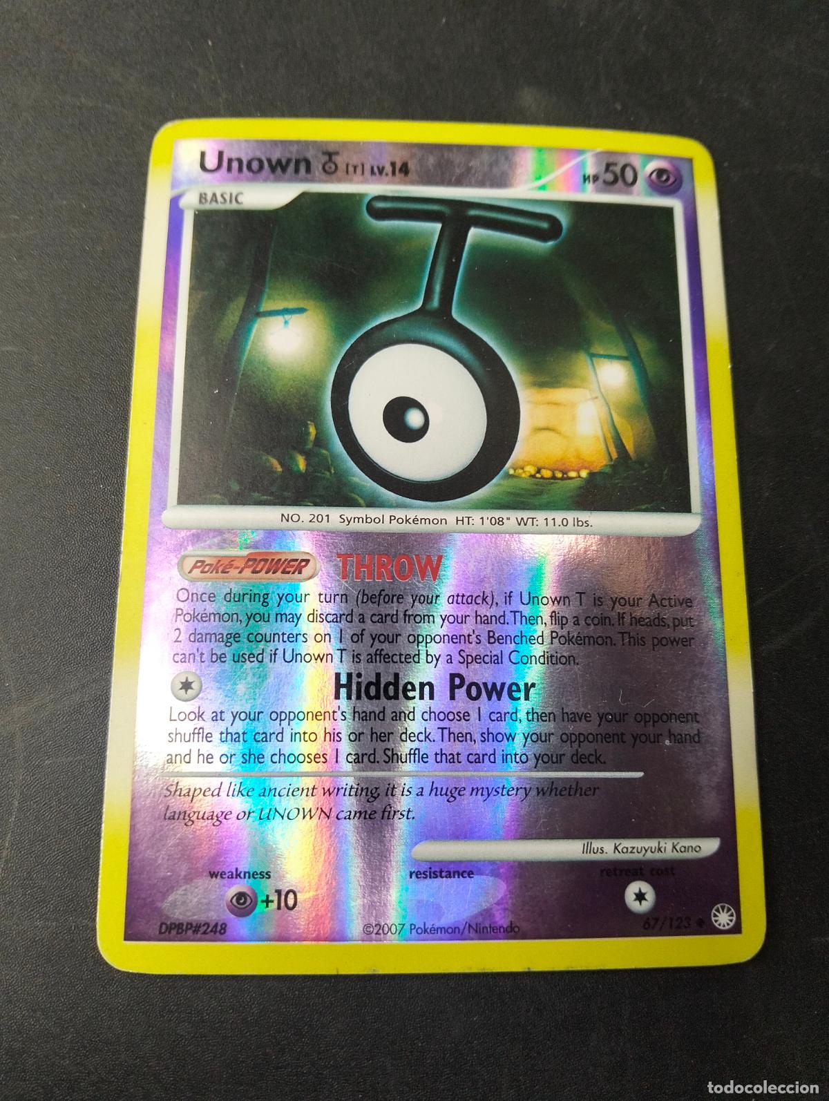 Sammelkarten: Unown T lv.14 67/123 2007 reverse holo ingl&eacute;s english carta Pok&eacute;mon