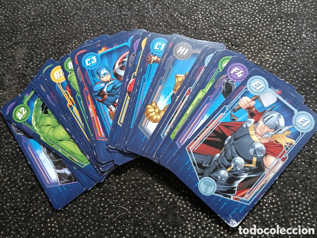 Trading cards: Lote de 28 cartas o cromos MARVEL a&ntilde;os 90-00 usadas. Con varios Super H&eacute;roes de los comics
