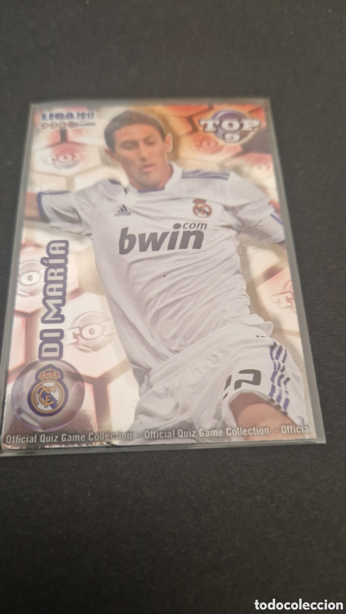 Trading cards: Cromo Mundicromo Official Quiz Game Collection 2012 n&ordm; 623 &ndash; &Aacute;ngel Di Mar&iacute;a &ldquo;Top 9&rdquo; (Real Madrid)