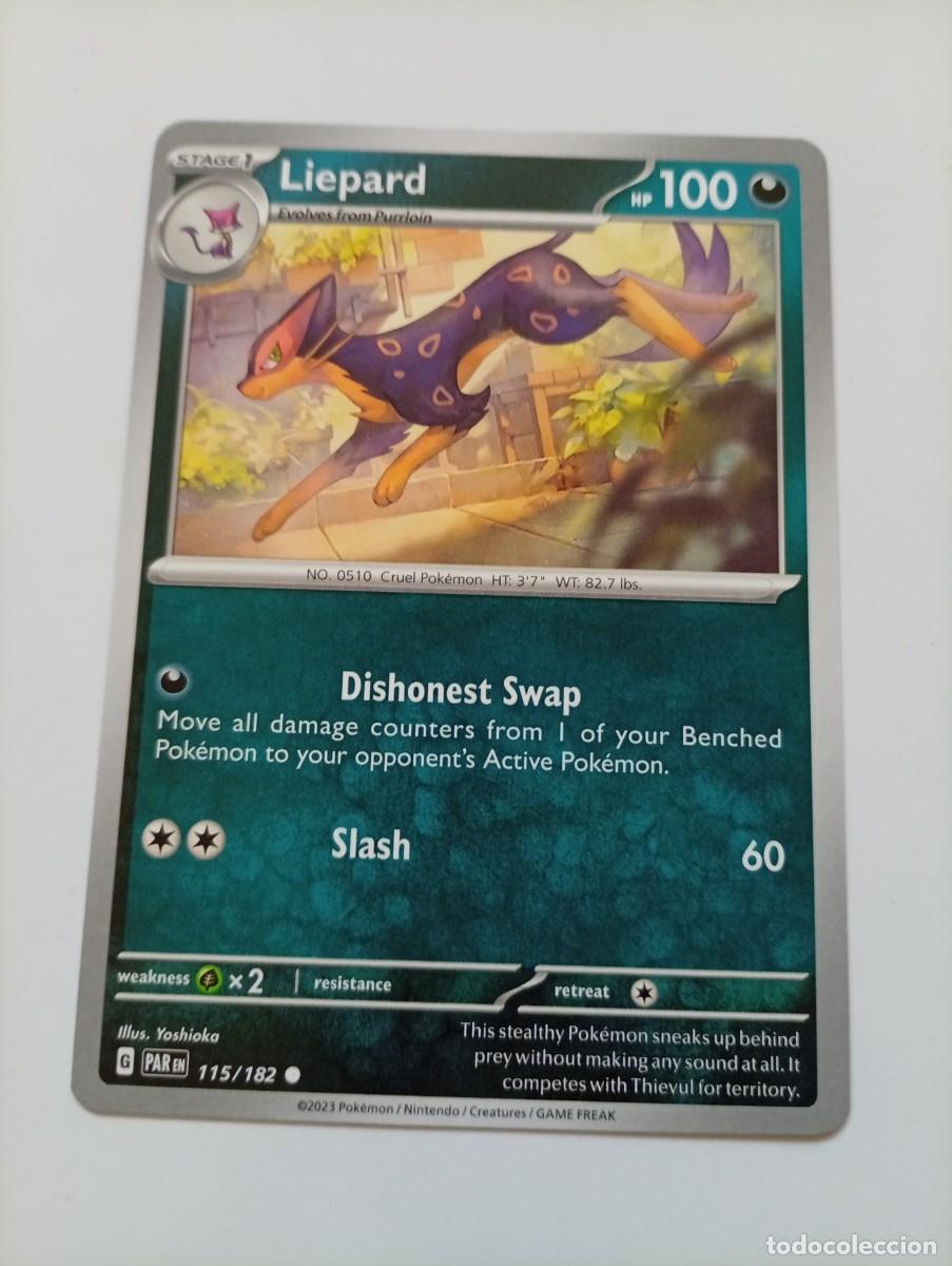 Trading cards: Carta Pok&eacute;mon de Liepard, edici&oacute;n en ingl&eacute;s. - N&uacute;mero de carta: 115/182 - A&ntilde;o de publicaci&oacute;n: 2023