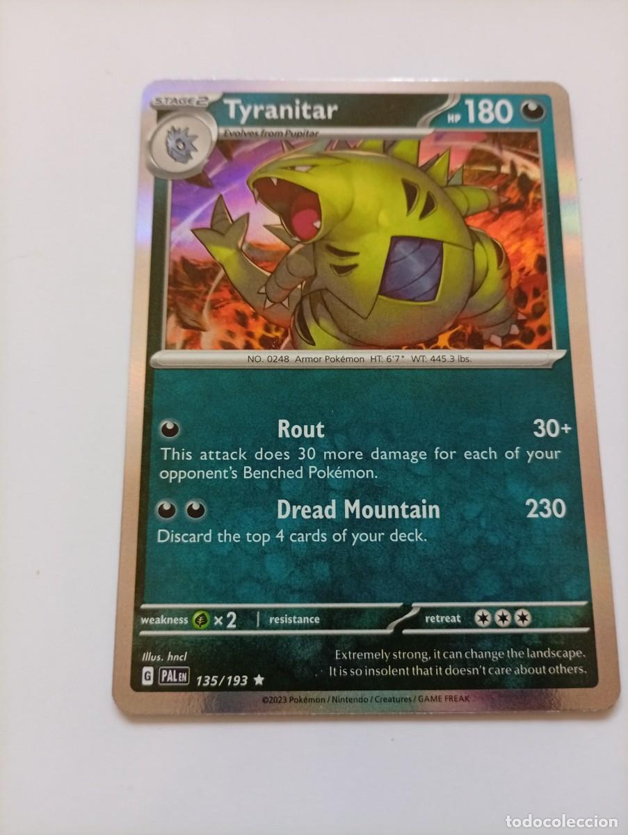 Trading cards: Carta Pok&eacute;mon de Tyranitar, edici&oacute;n en ingl&eacute;s. - Holo - N&uacute;mero: 135/193 - A&ntilde;o: 2023 - Etapa: Stage