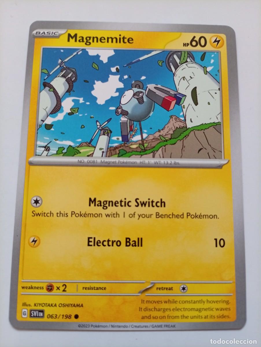 Trading cards: Carta de Pok&eacute;mon de Magnemite, edici&oacute;n en ingl&eacute;s. - N&uacute;mero de carta: 63/198. - A&ntilde;o de publicaci&oacute;n: