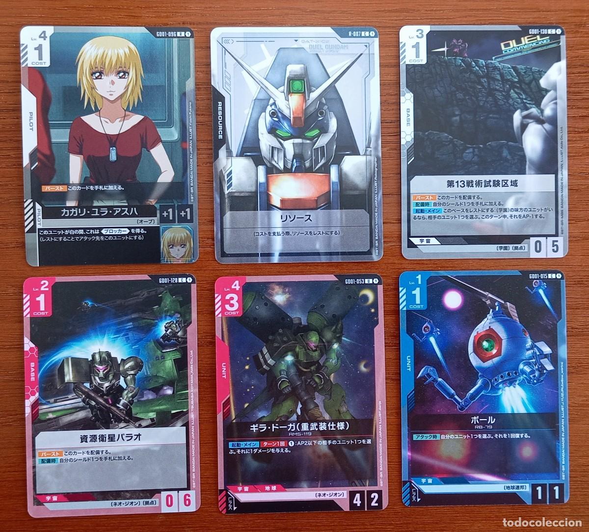 Trading Cards: 6 cartas japonesas cromos trading cards juego GUNDAM CARD GAME. Robots Jap&oacute;n Japan.