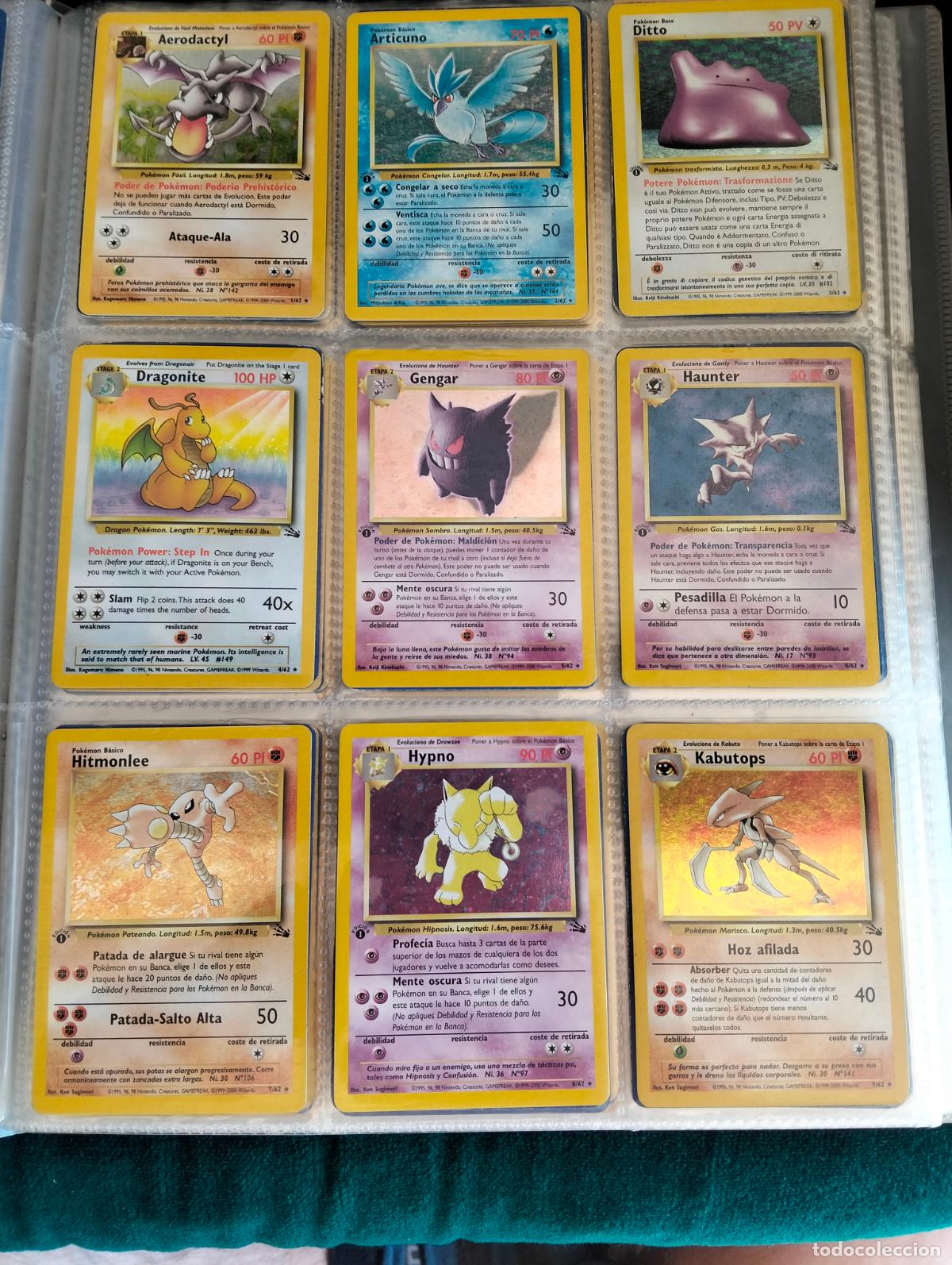 Trading cards: Colecci&oacute;n Fosil Fossil incompleta lote cartas Pok&eacute;mon varios idiomas holo rare incomunes 1999-2000
