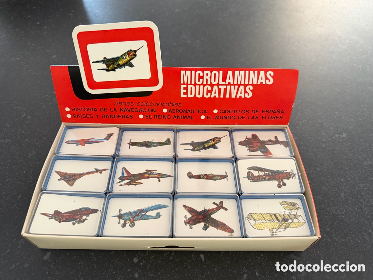 Cartas Colecion&aacute;veis: Caja Expositora con 24 Estuches MICROLAMINAS EDUCATIVAS - Serie Aeron&aacute;utica / Aviones - A&ntilde;os 70/80