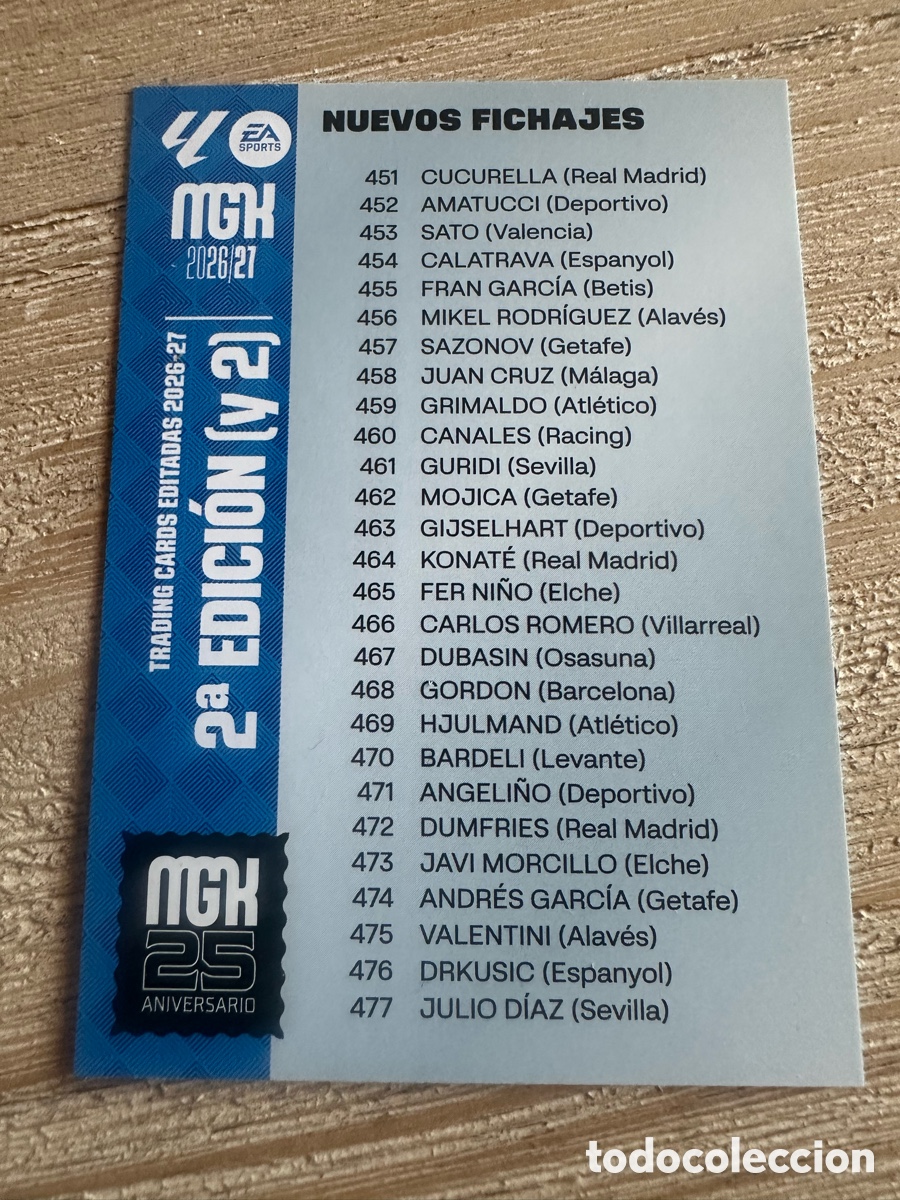 Cartas Colecion&aacute;veis: INDICE 2&ordf; EDICION (y2) MEGACRACKS 2026/27 26-27 26 27 MGK PANINI
