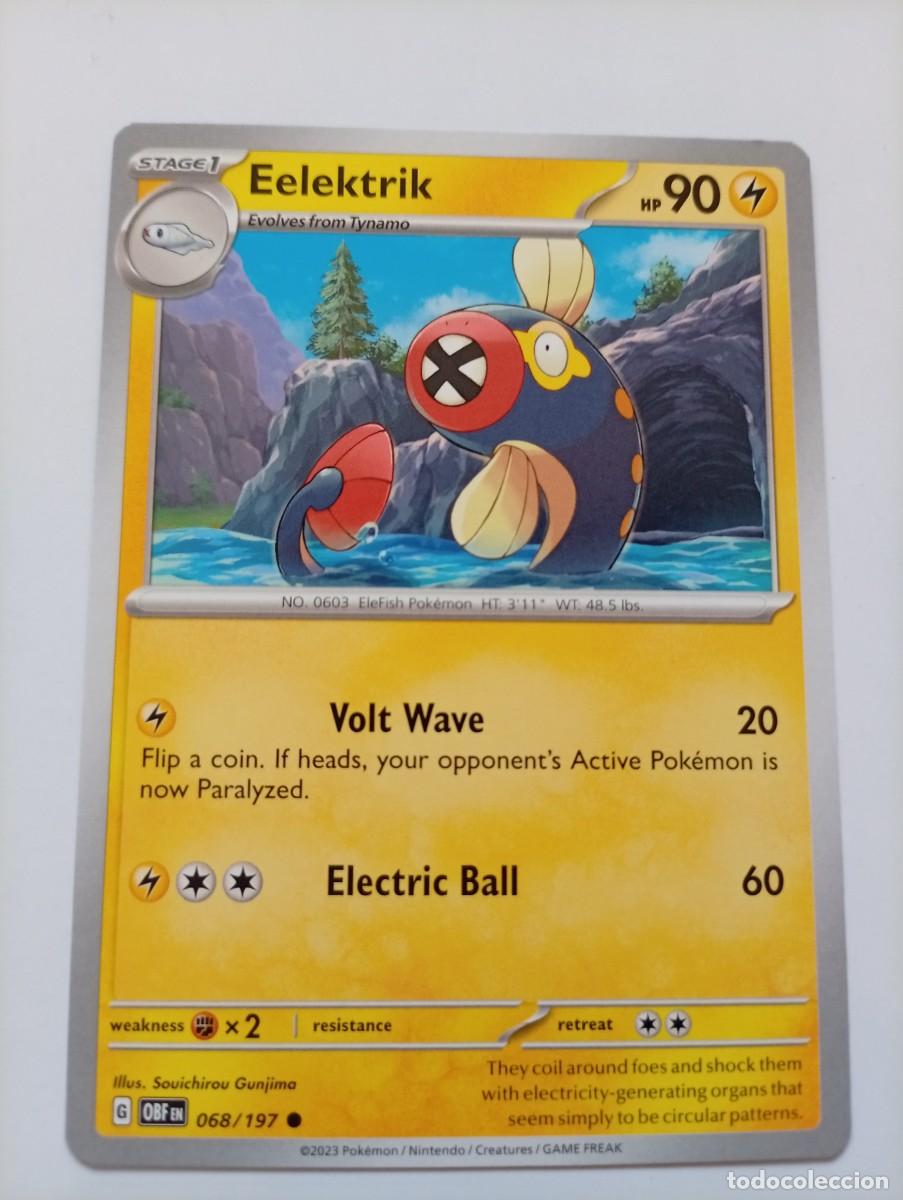 Trading cards: Carta de Pok&eacute;mon de Eelektrik, n&uacute;mero 68/197, de la edici&oacute;n de 2023. - Idioma: Ingl&eacute;s. - Ilustrador