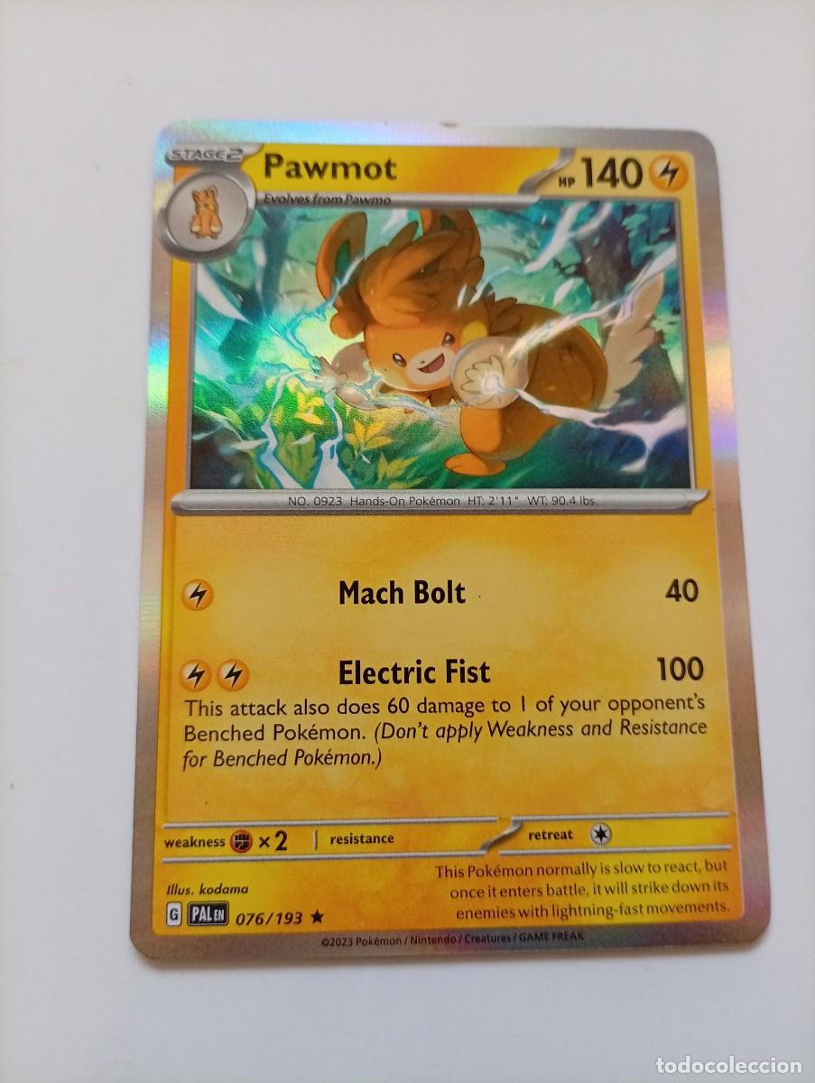 Cartas Colecion&aacute;veis: Carta Pok&eacute;mon de Pawmot, edici&oacute;n en ingl&eacute;s. - Holo (brillante). - N&uacute;mero de carta: 76/193. - A&ntilde;o de