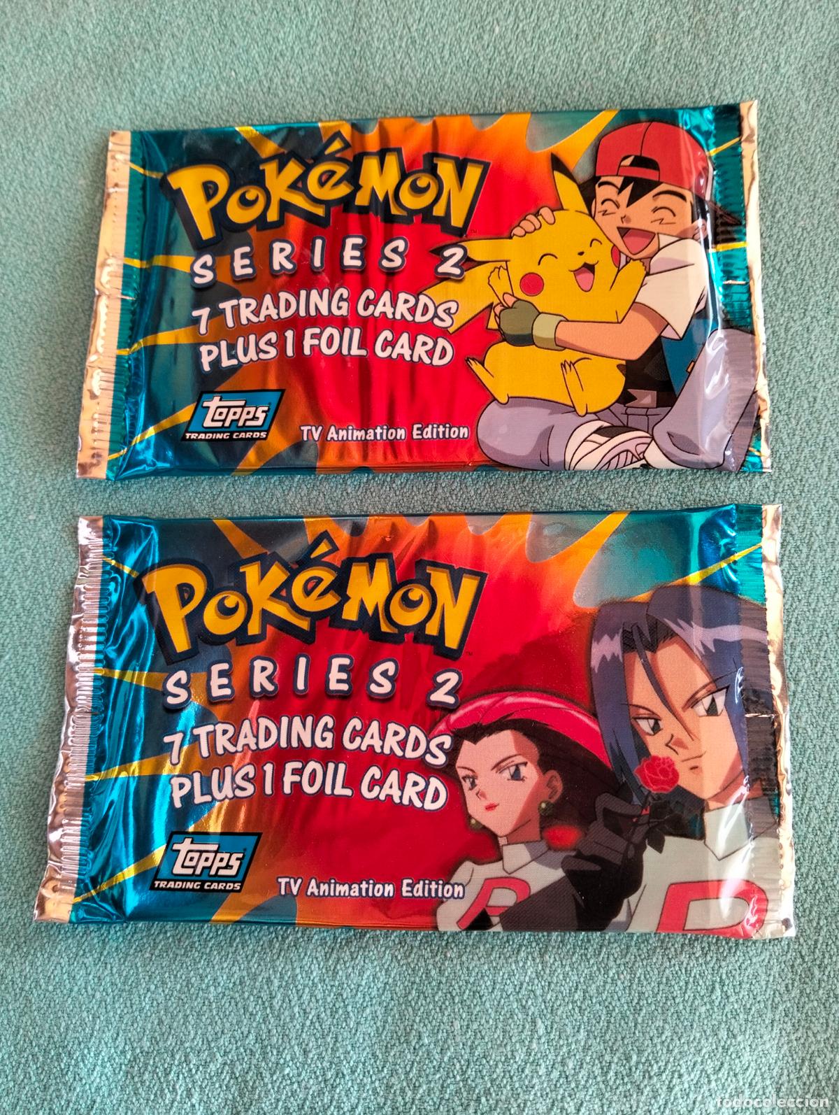 Cartes &agrave; &Eacute;changer: 2 Sobres sin abrir Pok&eacute;mon series 2, 7 trading cards plus 1 foil card topps tv animation edition