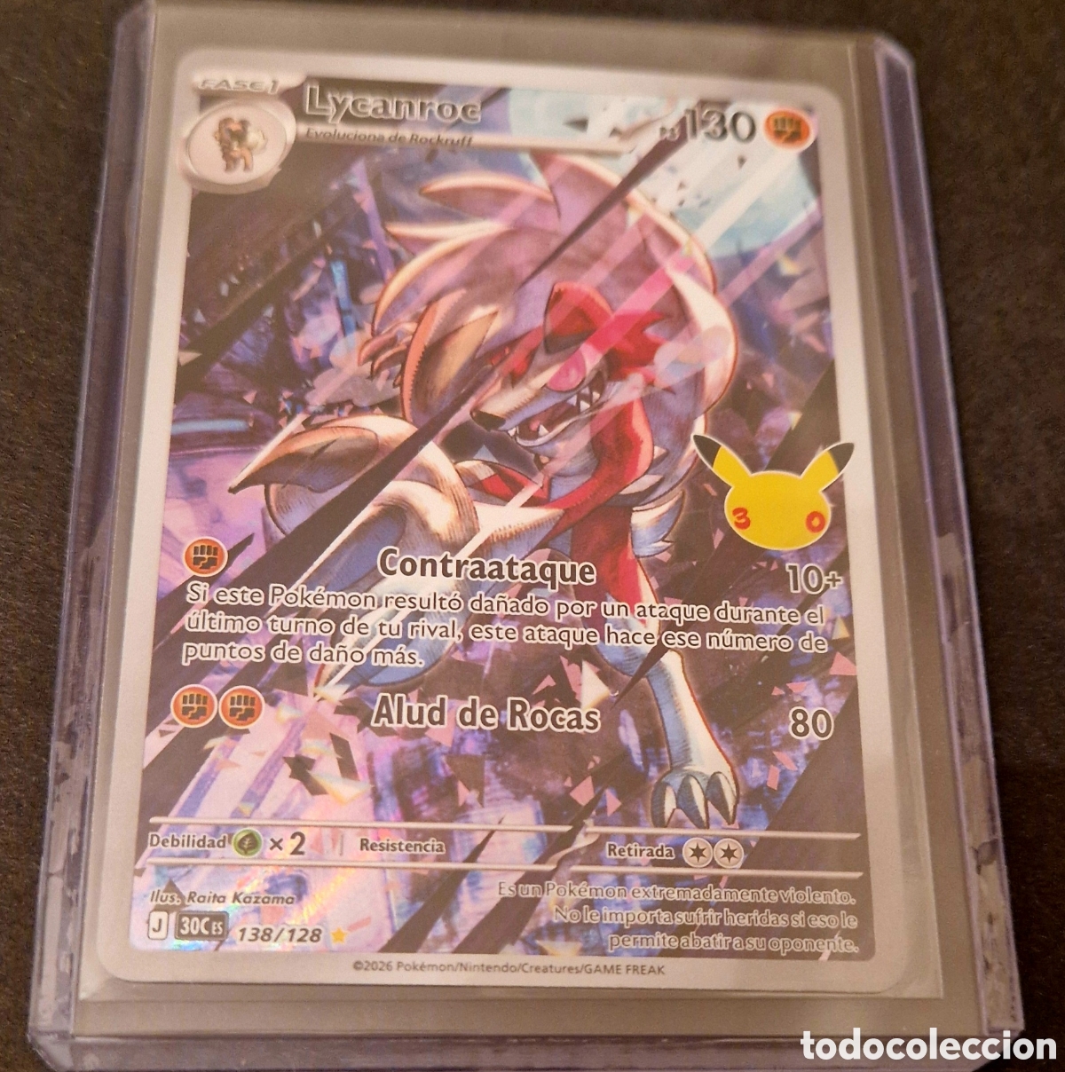 Figurine Collezionabili: Lycanroc 138/128 Illustration Rare - Celebraci&oacute;n 30.&ordm; Aniversario Pok&eacute;mon TCG (Espa&ntilde;ol) - NM